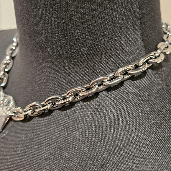 Michael Kors Square Chain Link Padlock Necklace Silver Plate Stainless Steel NWT - Picture 9 of 16